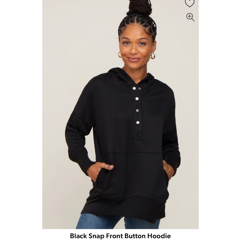 Black snap front button hoodie